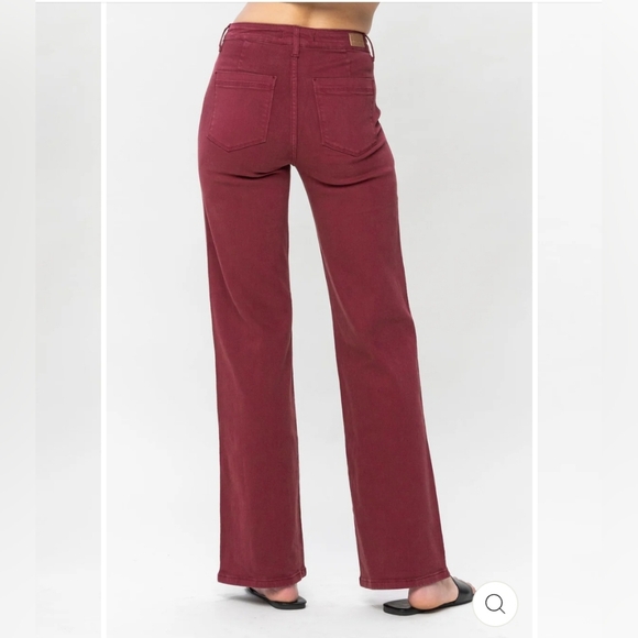 Judy BlueHigh Waist Burgundy Front Seam Straight Leg Jean Size 728 - Picture 2 of 16